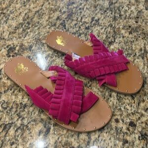 Camel Toes open toe, hot pink, slip on sandal, sz 11, EUC | offer in description